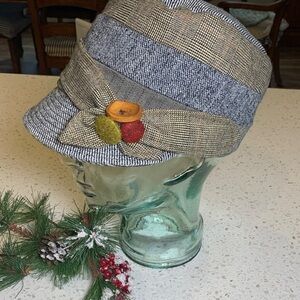Grace  hats Tweed Bucket Hat with Button Accent